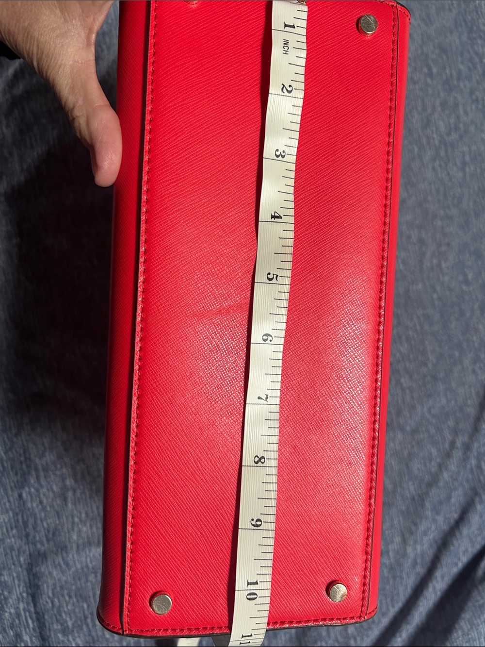 kate spade Red, Cream & Navy Saffiano Leather Satchel - Picture 10 of 11